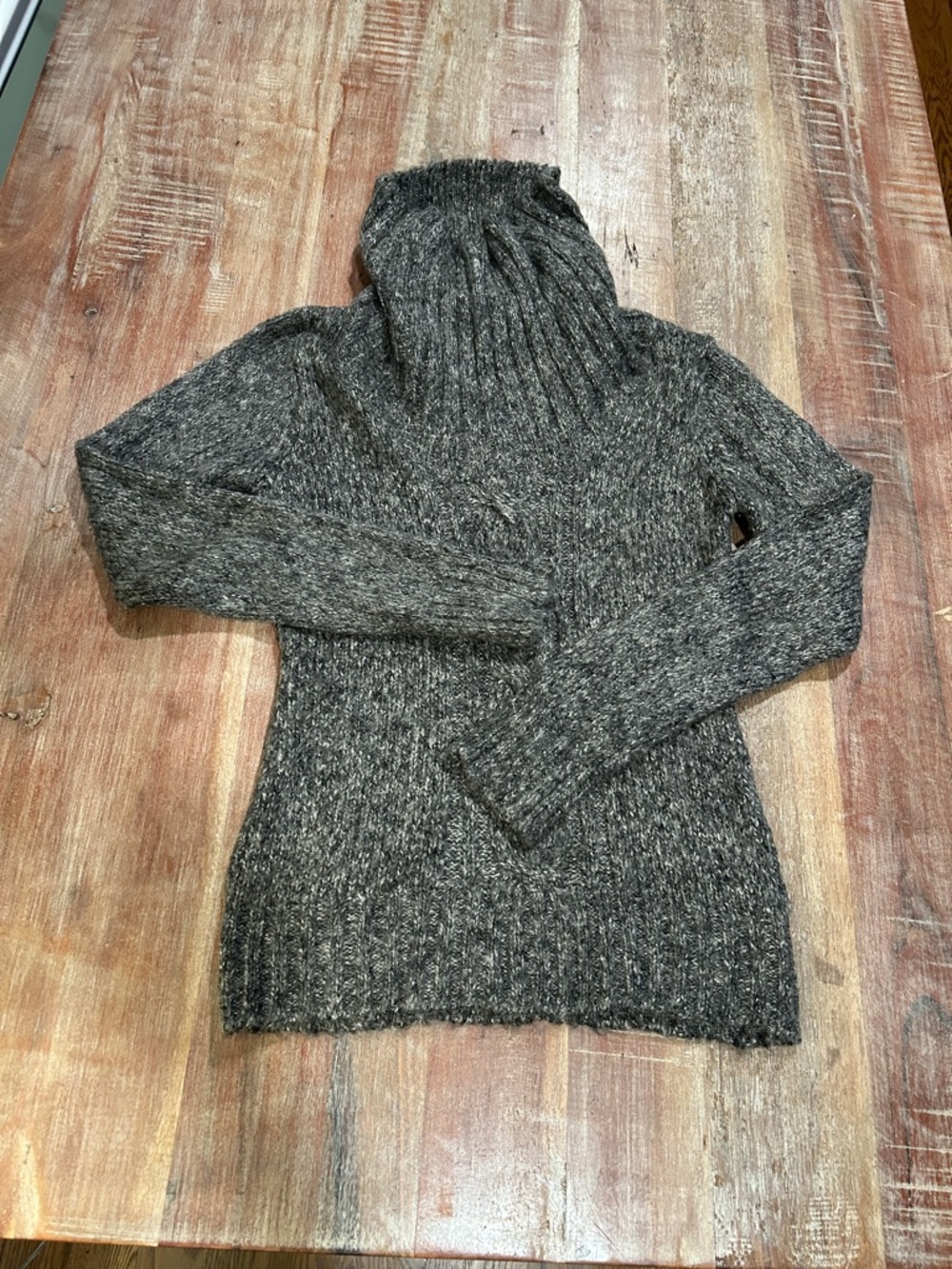 Love Stitch Heather Grey Cableknit Turtleneck Sweater